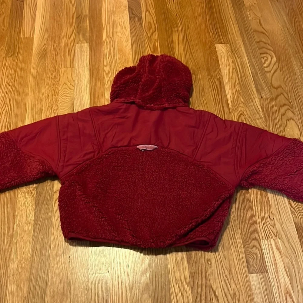 NWT Free People Movement Adventure Awaits Fleece Sherpa Jacket in Red Wine XS